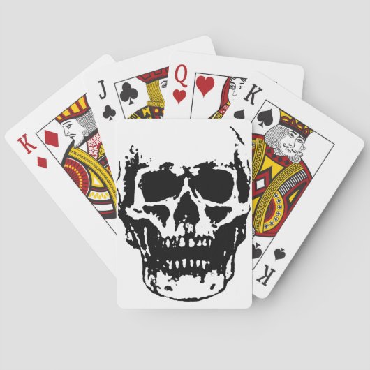 Schwarz-weißer Pop Skull Art Spielkarten (Rückseite)