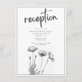 Schwarz-weißer Poppy Floral Eleganter Hochzeitssli Begleitkarte (Vorderseite)