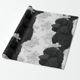 Schwarz-weißer Pudel & Botanisches Geschenkpapier
