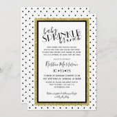 Schwarz-weißer Punkt Gold Baby Sprinkle Einladung (Vorne/Hinten)