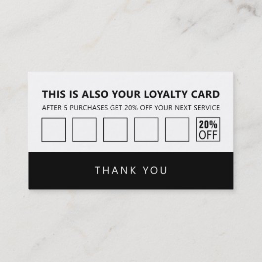 Schwarz-weißer QR-Code 2 in 1 Loyalität und Visitenkarte (Rückseite)