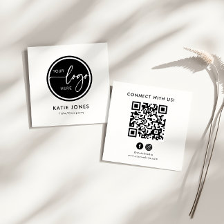 Schwarz-weißer QR-Code Benutzerdefiniertes Logo Ve Quadratische Visitenkarte