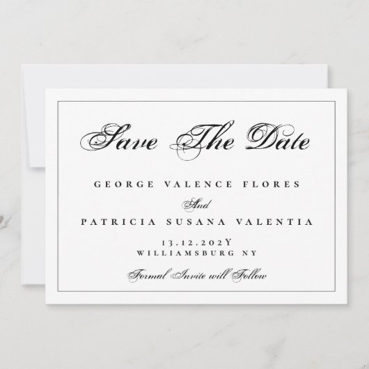 Schwarz-weißer QR CODE Elegantes Foto Save The Date (Vorderseite)