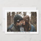 Schwarz-weißer QR CODE Elegantes Foto Save The Date (Rückseite)