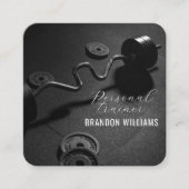Schwarz-weißer QR Code Fitness Personal Trainer Quadratische Visitenkarte (Vorderseite)