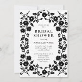 Schwarz-weißer QR-Code Folklore-Brautparty Einladung (Vorderseite)