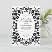 Schwarz-weißer QR-Code Folklore-Brautparty Einladung (Stehend Vorderseite)