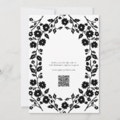 Schwarz-weißer QR-Code Folklore-Brautparty Einladung (Rückseite)