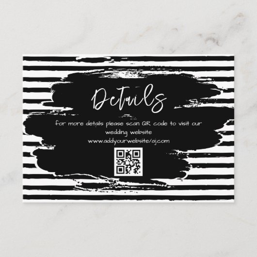 Schwarz-weißer QR-Code für Hochzeiten Begleitkarte (Vorderseite)