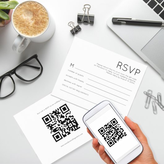 Schwarz-weißer QR-Code für Hochzeiten des RSVP