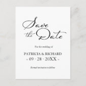 Schwarz-weißer QR-Code für Hochzeiten speichern Si Postkarte (Vorderseite)