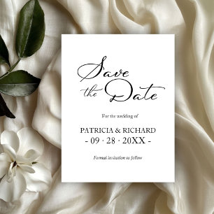 Schwarz-weißer QR-Code für Hochzeiten speichern Si Postkarte