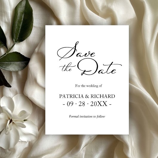 Schwarz-weißer QR-Code für Hochzeiten speichern Si Postkarte