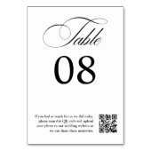Schwarz-weißer QR-Code für Hochzeiten Tischnummer (Rückseite)