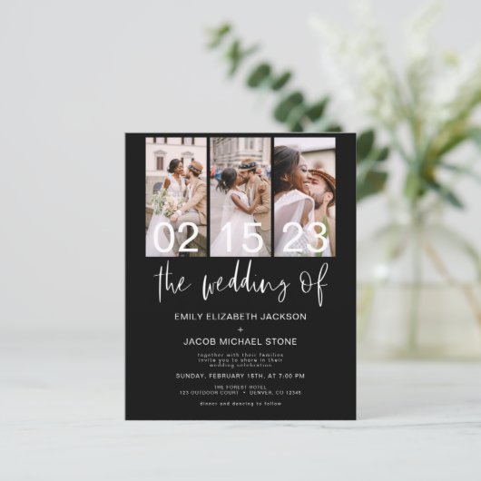 Schwarz-weißer QR-Code für Hochzeitsfeiern (Stehend Vorderseite)