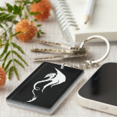Schwarz-weißer QR-Code für Stammesdrache Schlüsselanhänger (Vorderseite rechts)