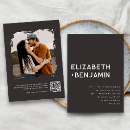 Schwarz-weißer QR Code Hochzeitsempfang mit UAWG Einladung