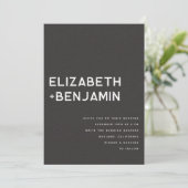 Schwarz-weißer QR Code Hochzeitsempfang mit UAWG Einladung (Stehend Vorderseite)