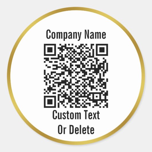 Schwarz-weißer QR-Code - Ihr Name für Ihre Firma Runder Aufkleber (Vorderseite)
