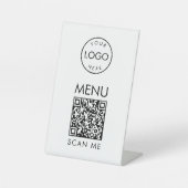 Schwarz-weißer QR-Code-Menü Simple Cafe Scan mich Sockelschild (Vorderseite)
