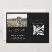 Schwarz-weißer QR-Code Moderner Save the Date 4 Fo (Rückseite)