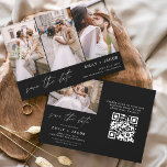 Schwarz-weißer QR-Code Moderner Save the Date 4 Fo<br><div class="desc">Moderner und eleganter Landschaft Horizontal Vier (4) Foto QR Code Save the Date Hochzeitsmagnet mit handgeschriebener Schrift Typografie. Der Save the Date einladende Magnet beinhaltet Skripttypografie und schick und schlichtes Design,  mit dem Sie Ihre individuelle Verlobung Fotografie hinzufügen können.</div>