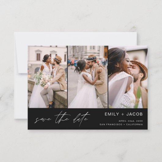 Schwarz-weißer QR-Code Moderner Save the Date 4 Fo (Vorderseite)