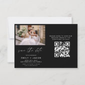 Schwarz-weißer QR-Code Moderner Save the Date 4 Fo (Rückseite)