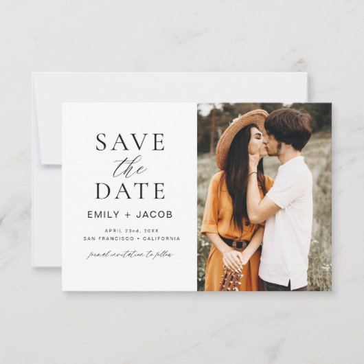 Schwarz-weißer QR-Code Modernes, Save the Date ele (Vorderseite)