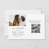 Schwarz-weißer QR-Code Modernes, Save the Date ele (Rückseite)