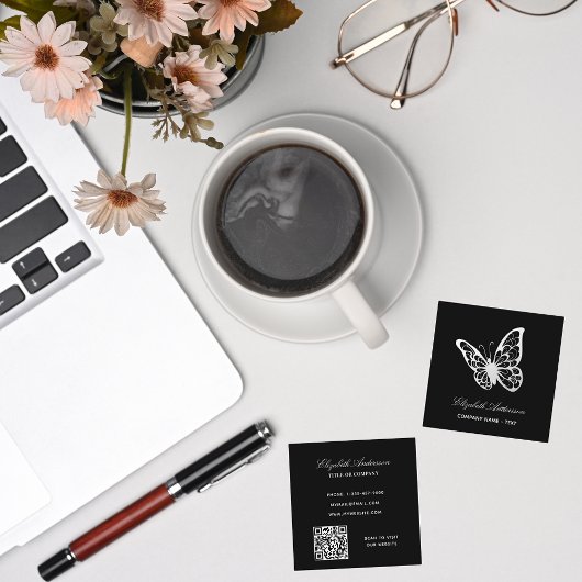 Schwarz-weißer QR-Code Quadratische Visitenkarte