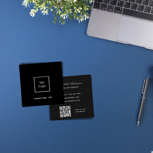 Schwarz-weißer QR-Code Quadratische Visitenkarte