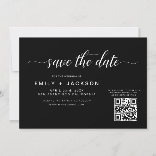 Schwarz-weißer QR-Code - Save the Date 3 Foto (Rückseite)