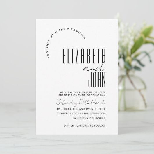 Schwarz-weißer QR Code UAWG Minimalistisch Foto Ho Einladung (Stehend Vorderseite)