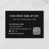 Schwarz-weißer QR Code Vielen Dank für Ihre Bestel Visitenkarte (Rückseite)