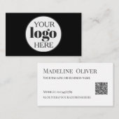 Schwarz-weißer QR-Code Visitenkarte (Vorne/Hinten)