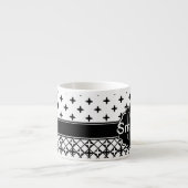 Schwarz-weißer Qua-Klee mit Monogramm Espressotasse (Vorderseite)