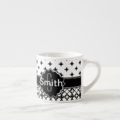 Schwarz-weißer Qua-Klee mit Monogramm Espressotasse (Rechts)
