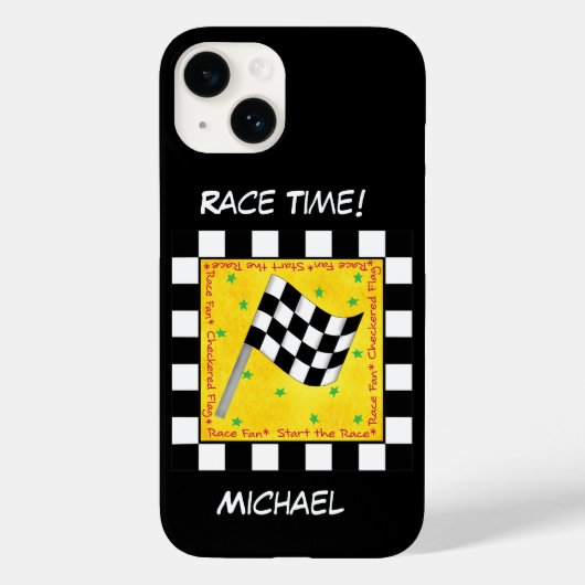 Schwarz-weißer Racingname für überprüfte Flaggen p Case-Mate iPhone Hülle (Rückseite)