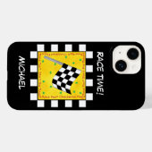 Schwarz-weißer Racingname für überprüfte Flaggen p Case-Mate iPhone Hülle (Rückseite (Horizontal))