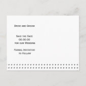 Schwarz, weißer Rahmen einfache Hochzeit Speichern Ankündigungspostkarte (Rückseite)