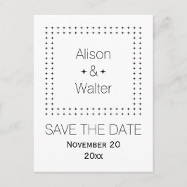 Schwarz, weißer Rahmen einfache Hochzeit Speichern Ankündigungspostkarte