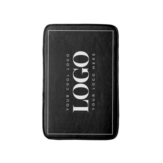 Schwarz-weißer Rahmen für Minimalistisches Firmenl Badematte (Vorderseite Vertikal)