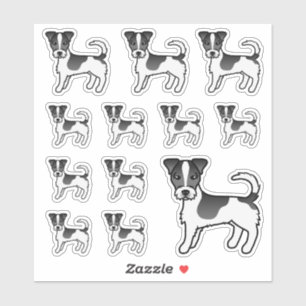 Schwarz-weißer rauhaariger Jack-Russell-Terrier-Hu Aufkleber