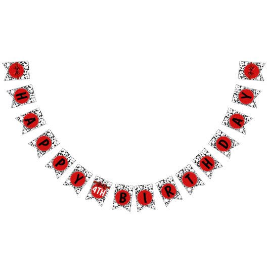 Schwarz-weißer Red Bow Dalmatiner Happy Birthday P Wimpelkette (Alle)