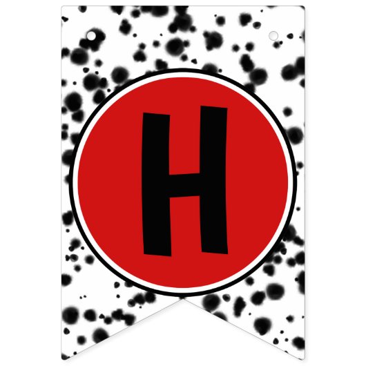 Schwarz-weißer Red Bow Dalmatiner Happy Birthday P Wimpelkette (Zweite Fahne)