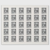 Schwarz-weißer Red Riding Hood Wolf Schwarzer Rahm Geschenkpapier (Flach)