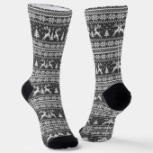 Schwarz-weißer Reindeer Sweater Weihnachten Socken (Gewinkelt)