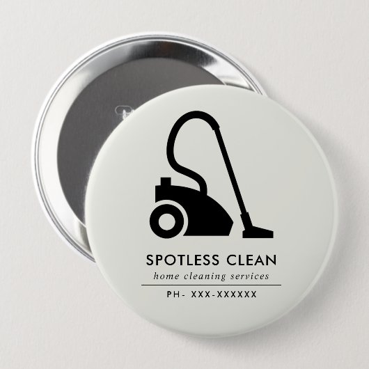 SCHWARZ-WEISSER REINIGERER REINIGUNGSDIENST BUTTON (Vorne & Hinten)