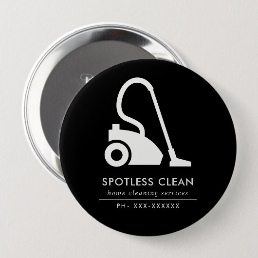 SCHWARZ-WEISSER REINIGERER REINIGUNGSDIENST BUTTON (Vorne & Hinten)